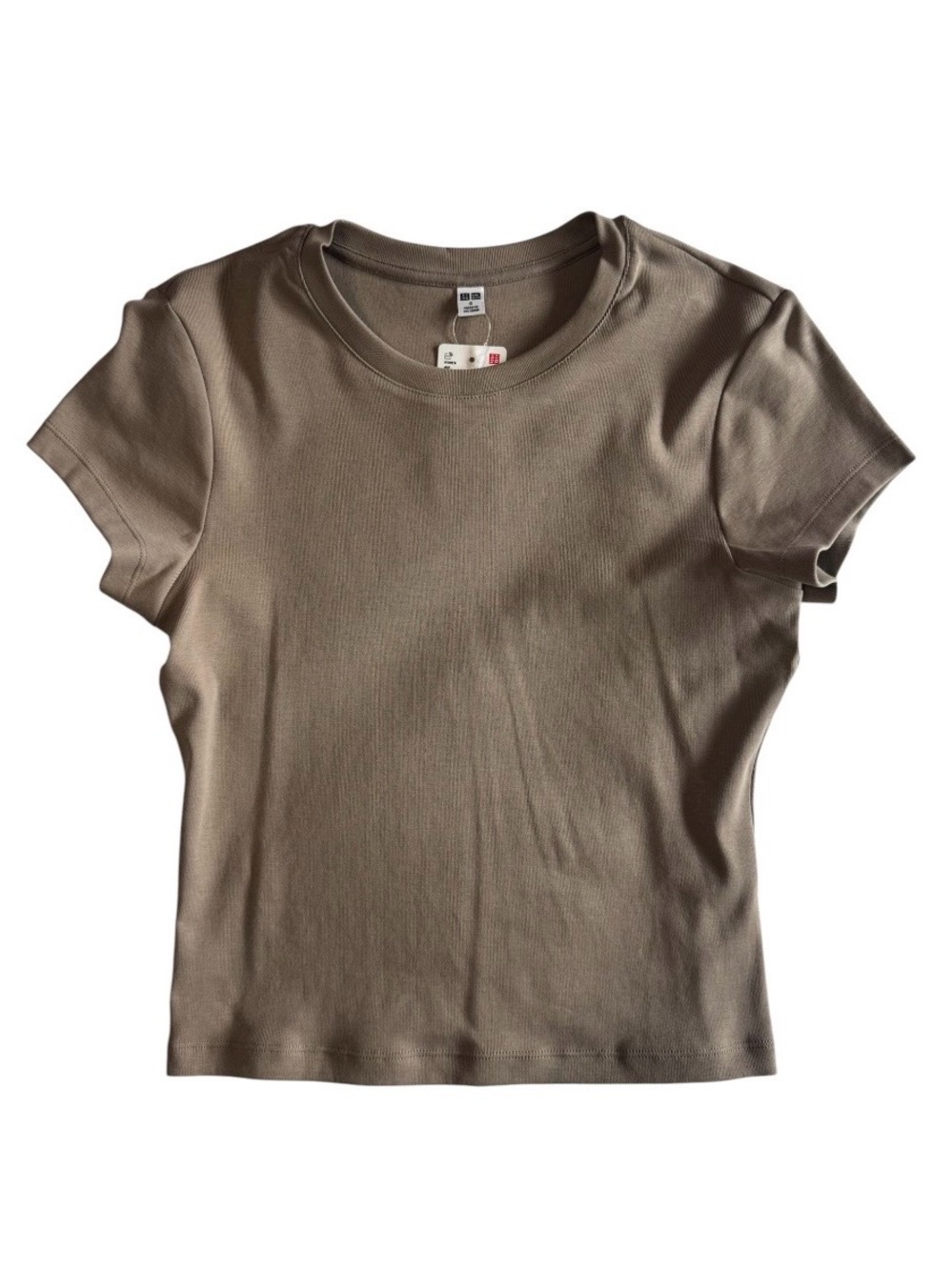 UNIQLO Short Sleeve Crew Neck Tee - Taupe Brown